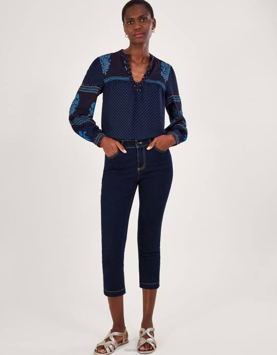 Monsoon نحيف بنطال جينز idabella الضيق من البوليستر المُعاد تدويره D68H976 ملابس الأزرق (نيلي)