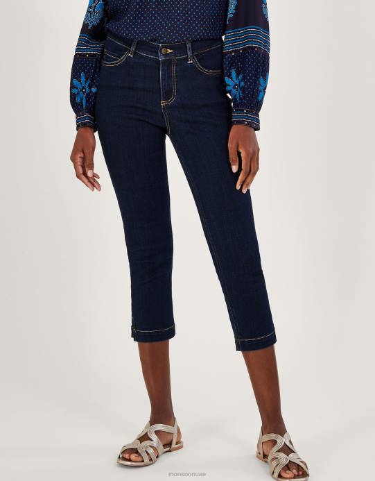 Monsoon نحيف بنطال جينز idabella الضيق من البوليستر المُعاد تدويره D68H976 ملابس الأزرق (نيلي)