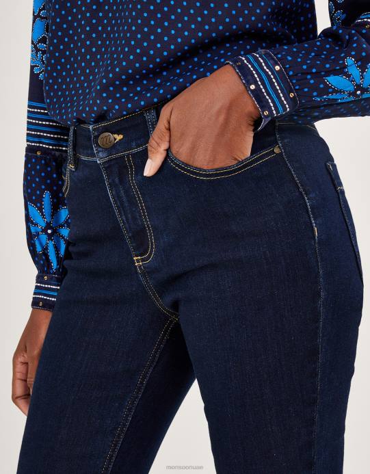 Monsoon نحيف بنطال جينز idabella الضيق من البوليستر المُعاد تدويره D68H976 ملابس الأزرق (نيلي)