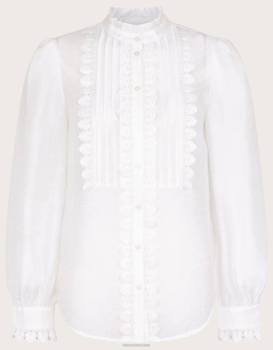 Monsoon نحيف بلوزة مزينة بالدانتيل من iva D68H908 ملابس عاج