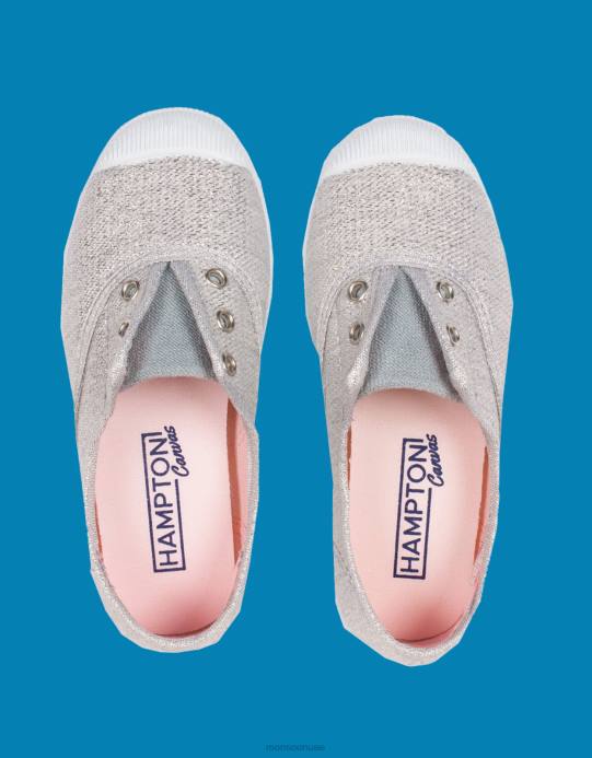 Monsoon أطفال هامبتون قماش البرقوق plimsolls الفضة D68H2366 أحذية فضة