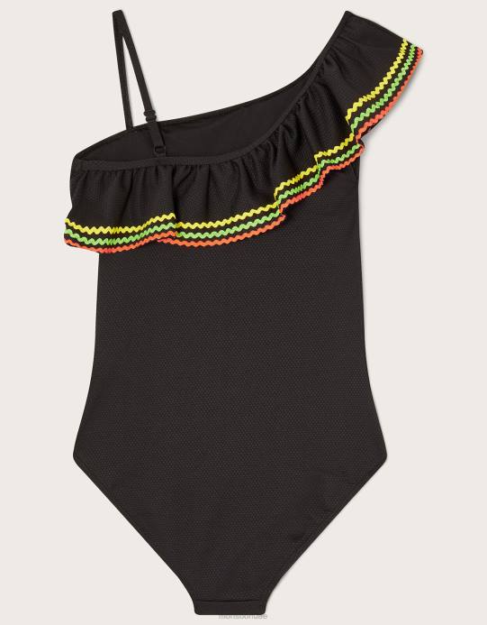 Monsoon بنت بدلة خياطة بكتف واحد من تصميم ricrac D68H1858 ملابس أسود