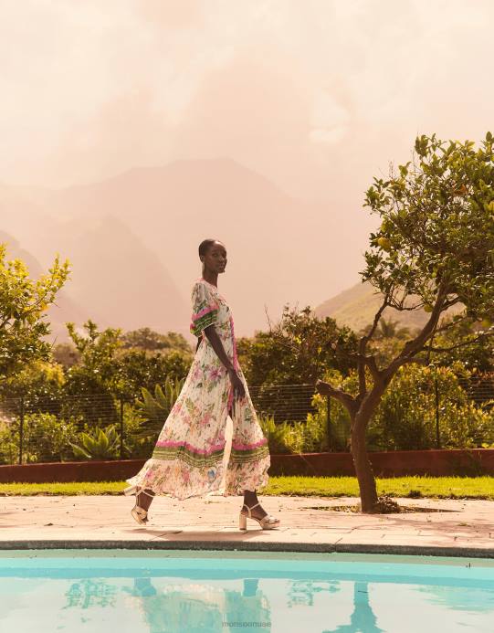 Monsoon نحيف فستان ماكسي بطبعة زهور ميتاليك من uma D68H823 ملابس عاج