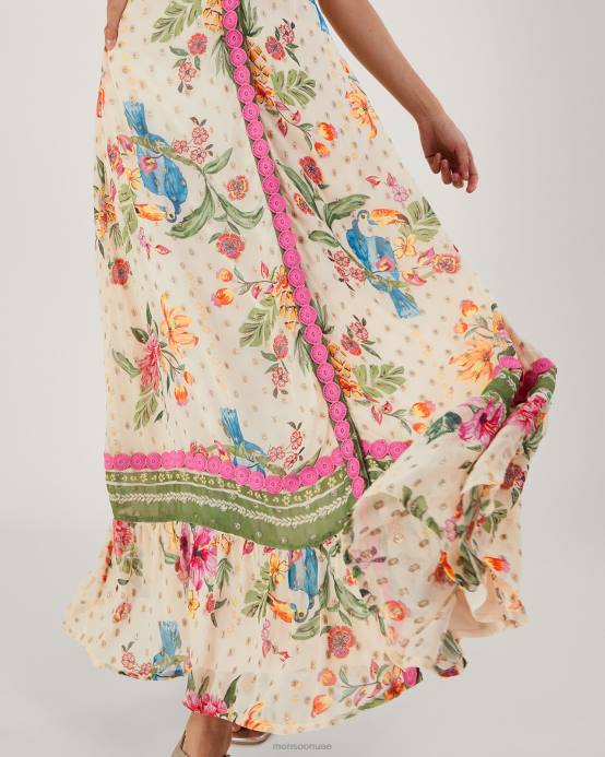 Monsoon نحيف فستان ماكسي بطبعة زهور ميتاليك من uma D68H823 ملابس عاج