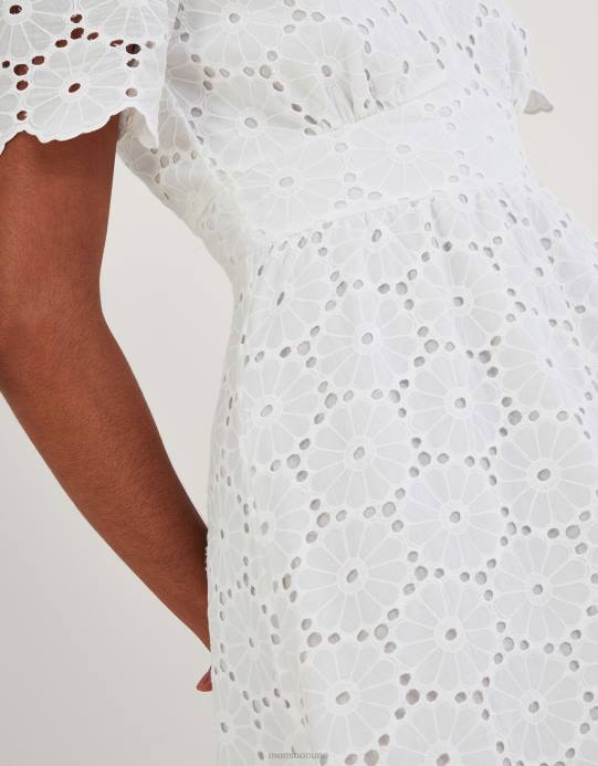 Monsoon نحيف فستان بولي بروديري D68H1073 ملابس عاج