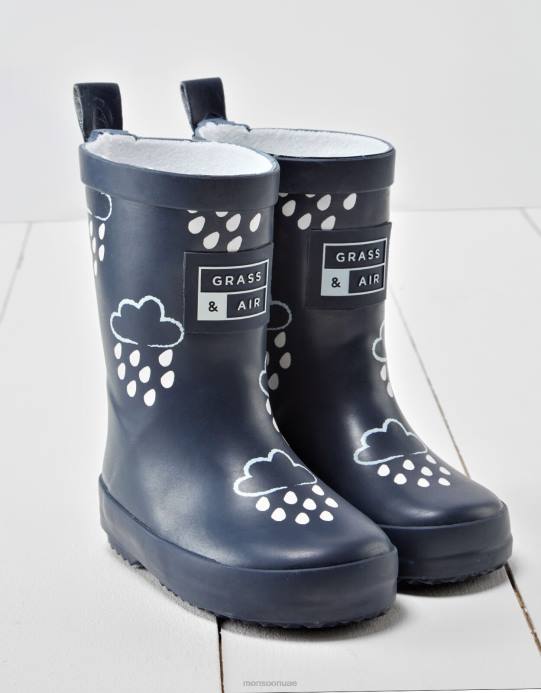 Monsoon أطفال أغطية رأس تكشف عن ألوان العشب والهواء D68H2348 أحذية الأزرق الداكن)