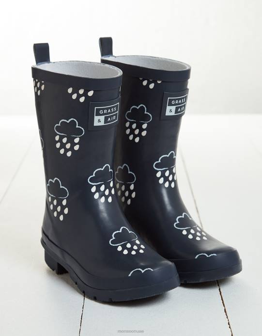Monsoon أطفال حذاء Wellies باللون الأزرق الذي يكشف عن اللون من العشب والهواء D68H2320 أحذية الأزرق الداكن)