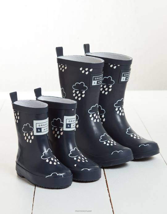 Monsoon أطفال حذاء Wellies باللون الأزرق الذي يكشف عن اللون من العشب والهواء D68H2320 أحذية الأزرق الداكن)